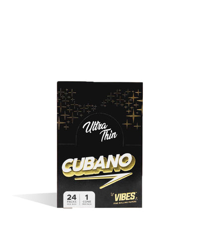 Ultra Thin Vibes Cubano Pre Rolled Cone Display 24k on white studio background