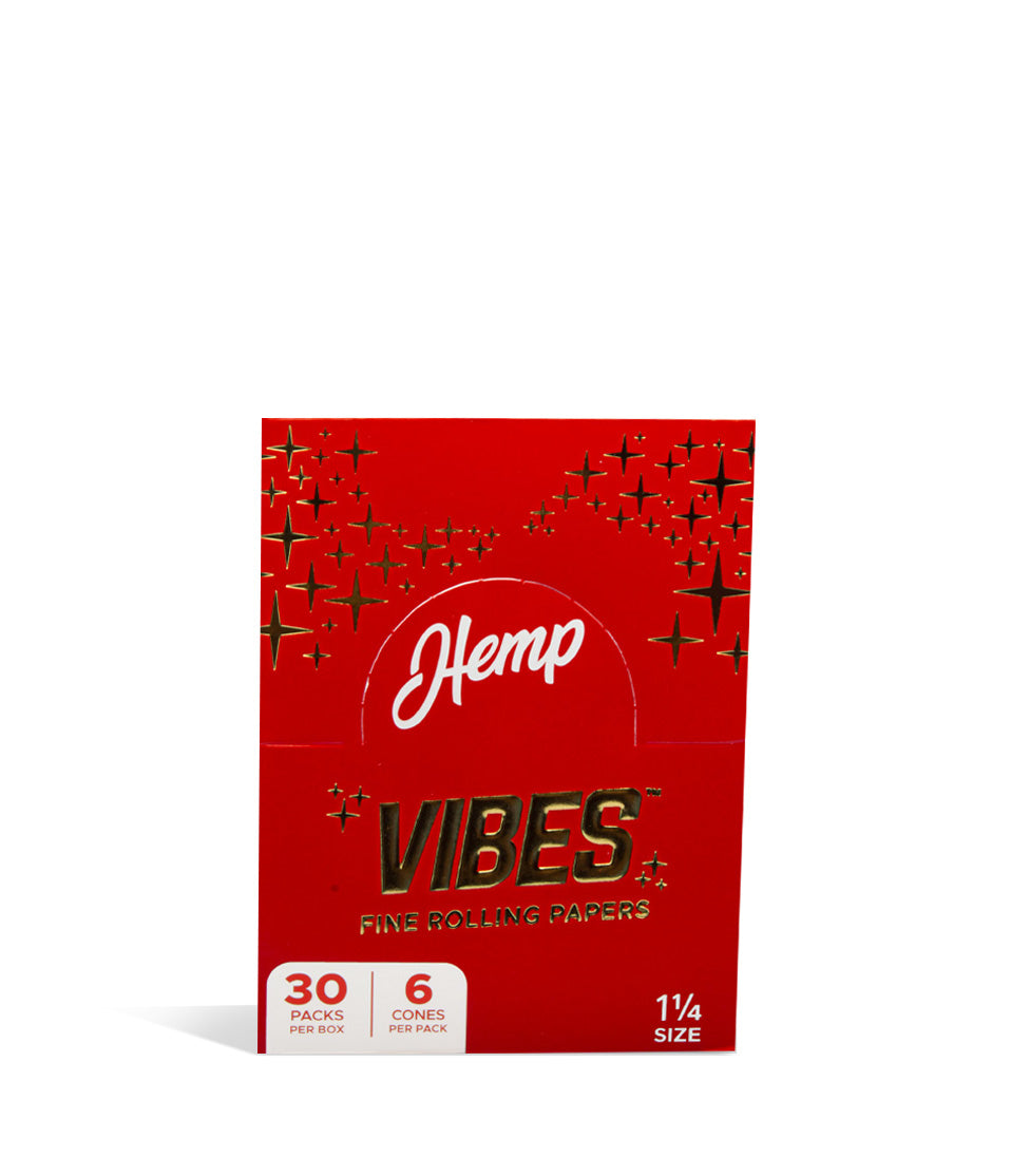 Hemp 1 1/4 Vibes Fine Rolling Papers Cones King Size by Vibes on white studio background