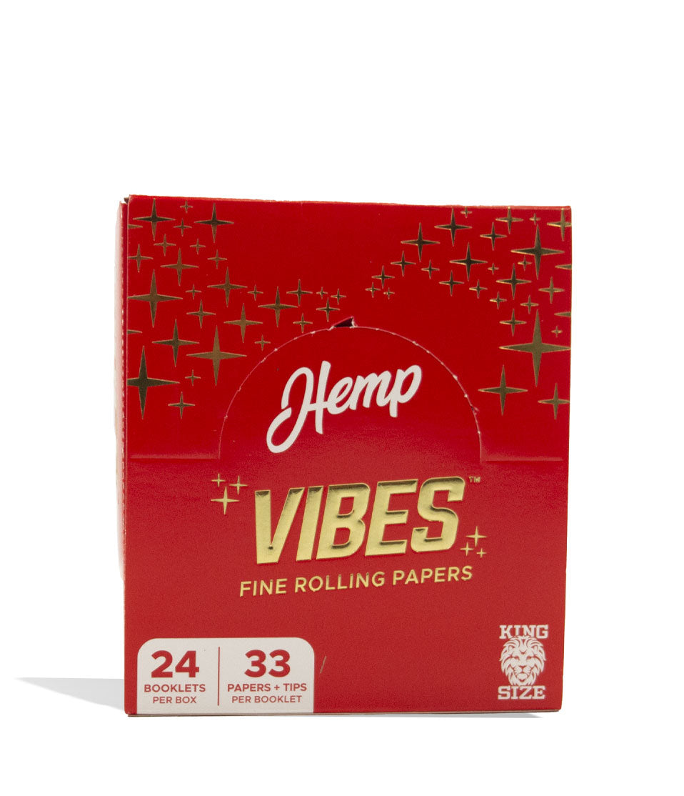 Hemp King Size Vibes Rolling Papers and Tips 24pk Front View on White Background