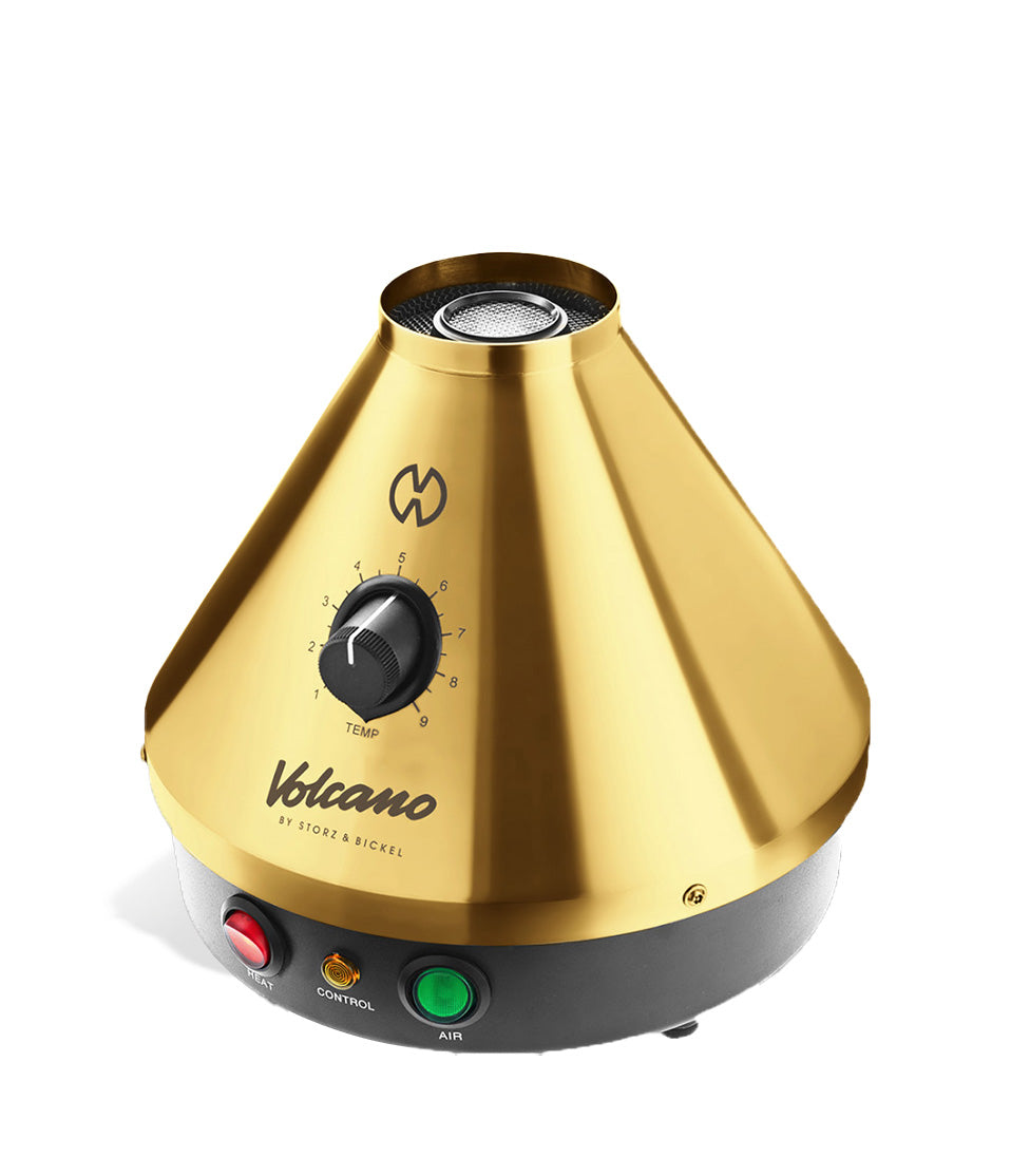 Side view  Storz & Bickel Volcano Classic Vaporizer Gold Edition on white studio background