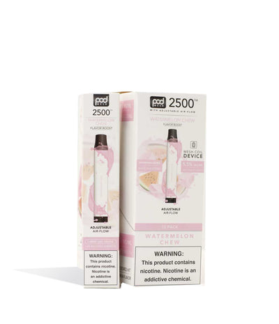 Watermelon Chew Pod Stick Twist 2500 Disposable Salt Device 10pk on white studio background