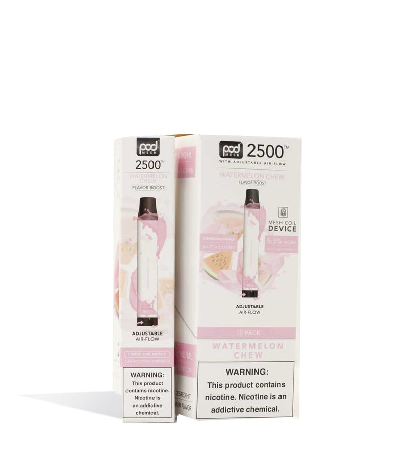 Watermelon Chew Pod Stick Twist 2500 Disposable Salt Device 10pk on white studio background