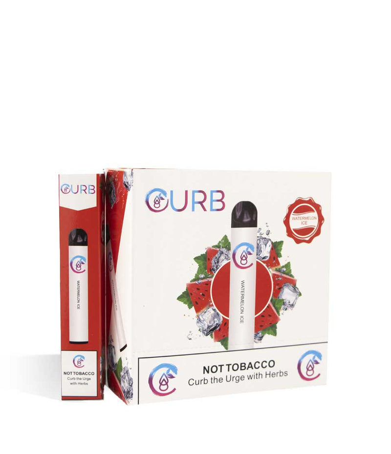 Watermelon Ice CURB Herbal Supplement Infused Disposable Vaporizer 10pk on white studio background