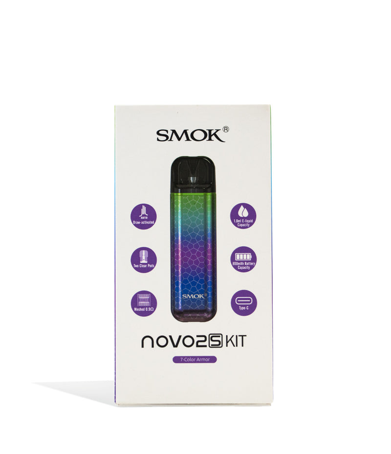 7 Color Armor Box SMOK NOVO 2 S Ultra Portable Pod Vaporizer on white studio background
