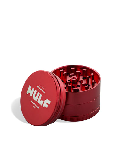 Red above view Wulf Mods 65mm 4pc Grinder on white studio background