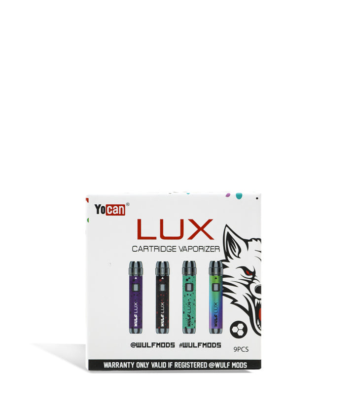 Front box Wulf Mods LUX Cartridge Vaporizer 9pk on white background