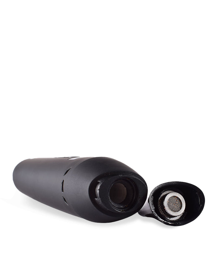 Black top view Wulf Mods LX Vaporizer on white studio background