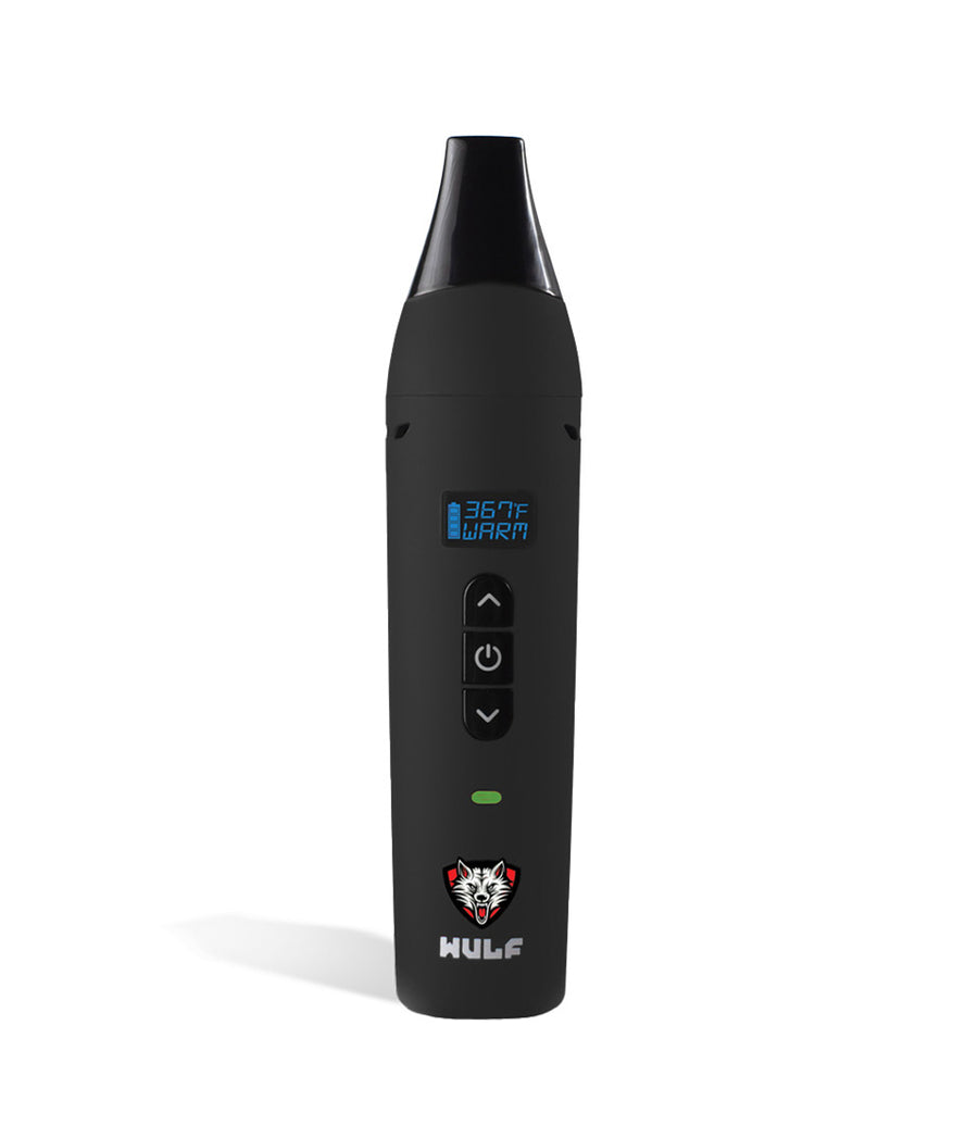 Black front view Wulf Mods LX Vaporizer on white studio background