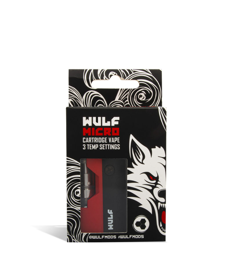 Red Packaging Wulf Mods Micro Cartridge Vaporizer on white background