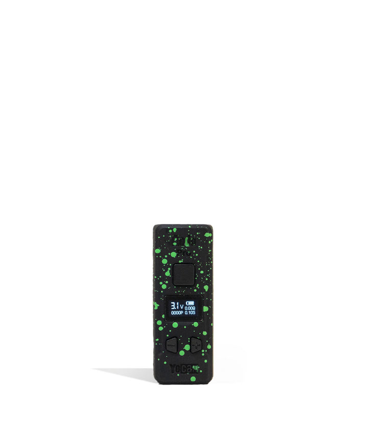 Black Green Spatter Wulf Mods KODO Pro Cartridge Vaporizer 9pk Front View on White Background