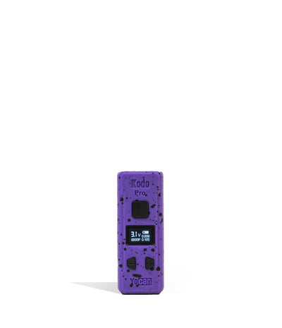 Purple Black Spatter Wulf Mods KODO Pro Cartridge Vaporizer 9pk Front View on White Background