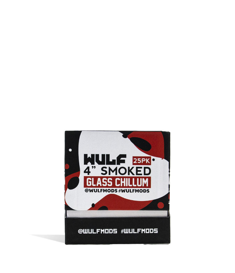 Wulf Mods Smoked Glass Chillum 25pk Packaging Front View on White Background