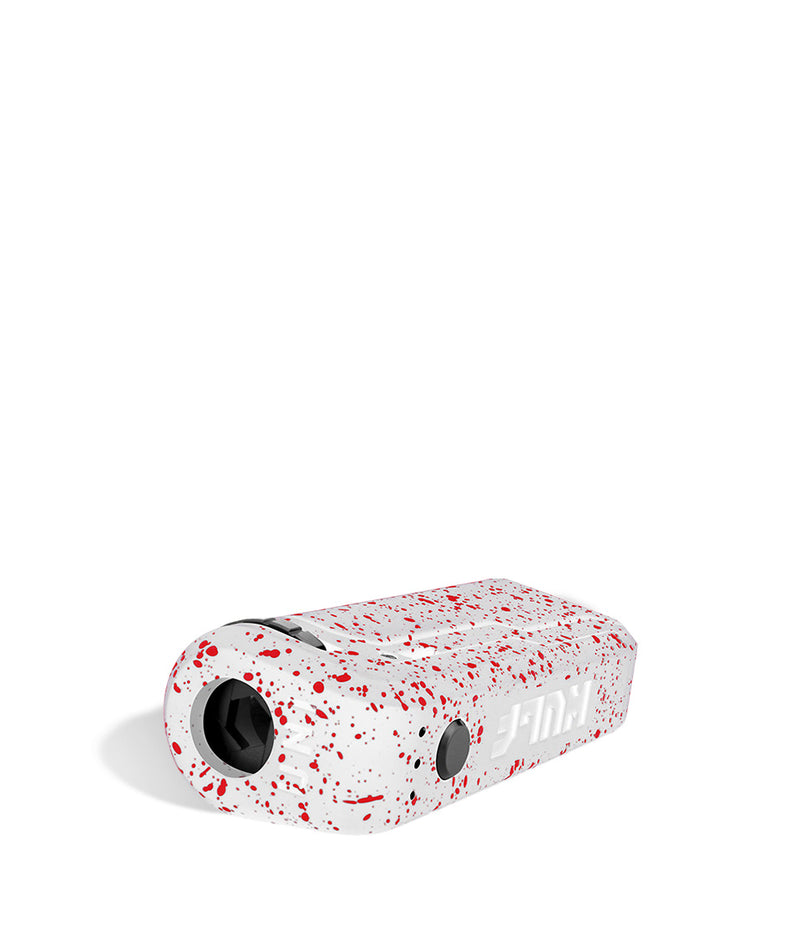 White Red Spatter down view Wulf Mods UNI Adjustable Cartridge Vaporizer on white studio background