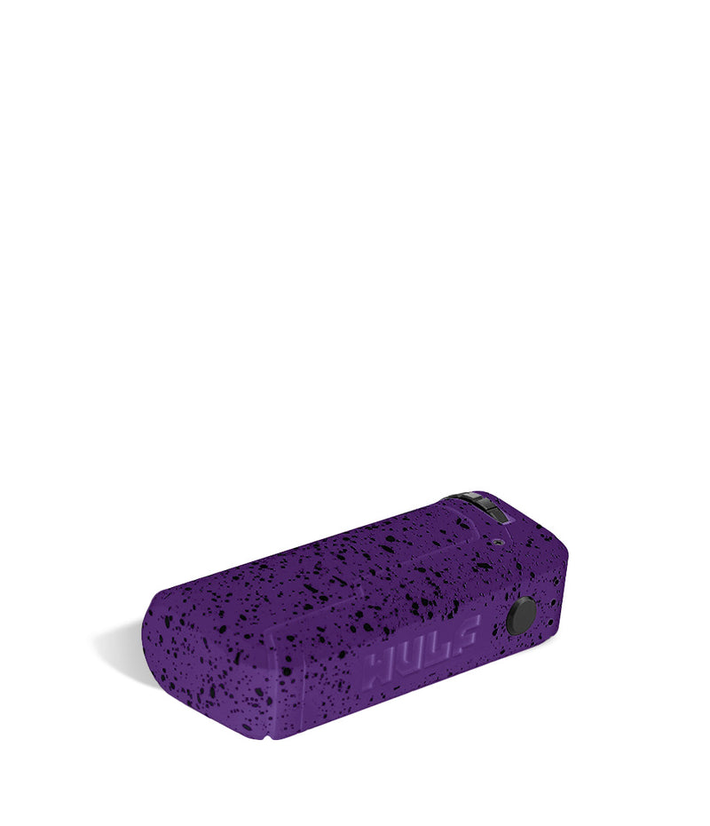 Purple Black Spatter bottom view Wulf Mods UNI Adjustable Cartridge Vaporizer on white studio background