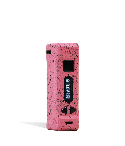 Pink Black Spatter Wulf Mods UNI Pro Adjustable Cartridge Vaporizer Front View on White Background