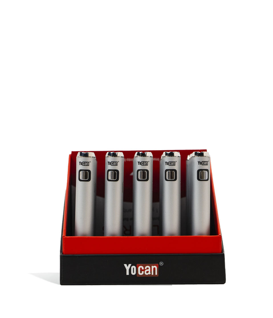 Silver 20pk Yocan ARI 650mah Cartridge Battery 20pk on white background