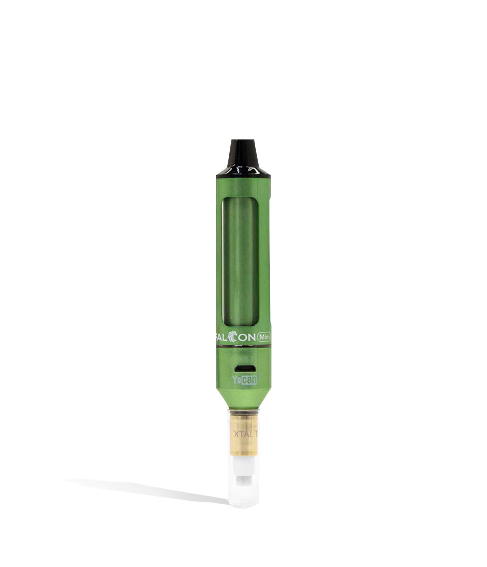 Green front view Yocan Falcon Mini Electric Nectar Collector on white studio background