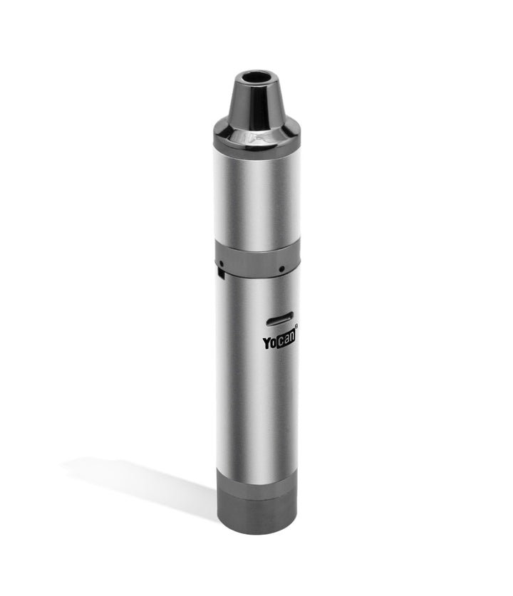 Silver angle Yocan Regen Advanced Concentrate Vaporizer on white studio background