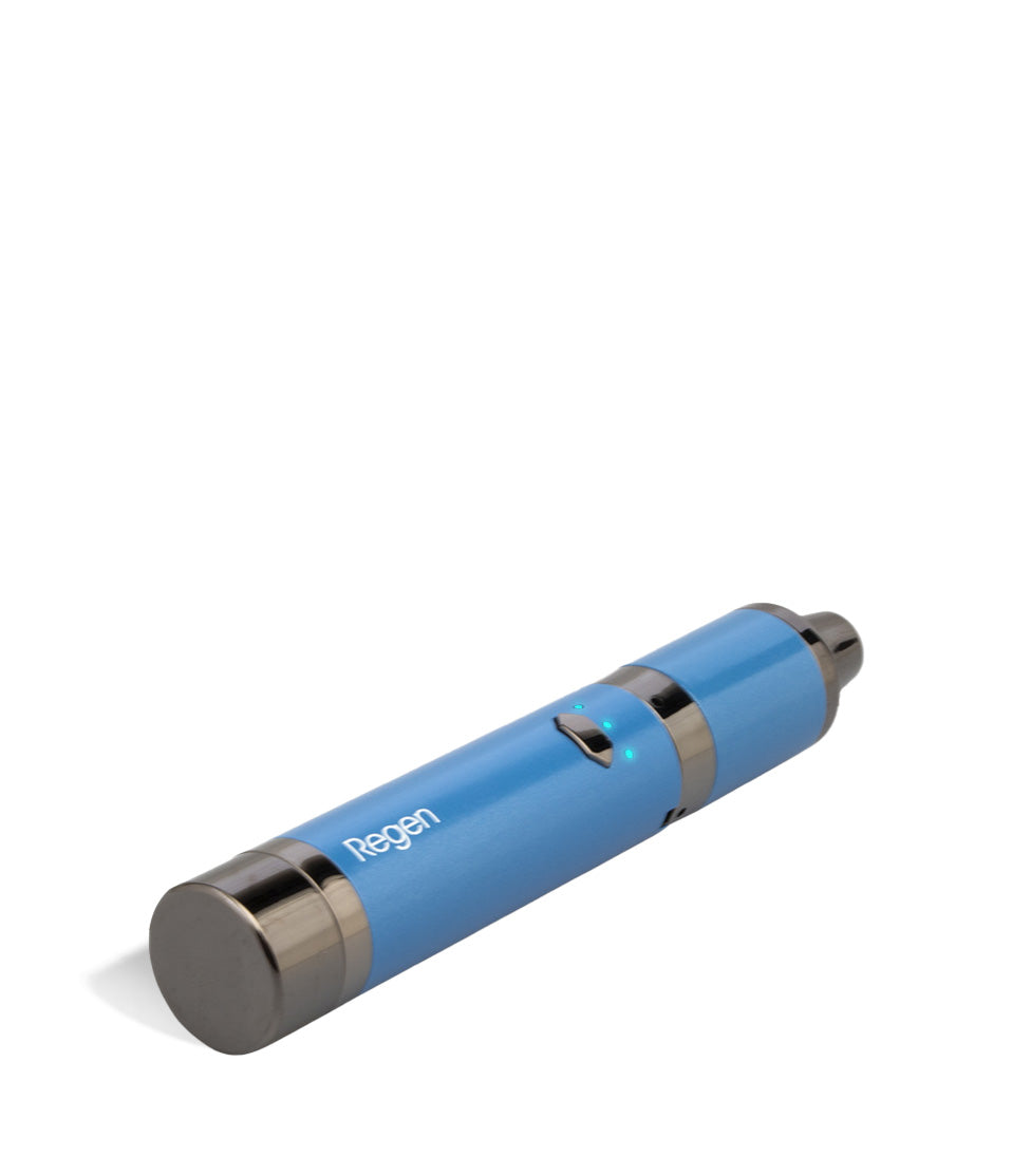 Blue laying down Yocan Regen Advanced Concentrate Vaporizer on white studio background