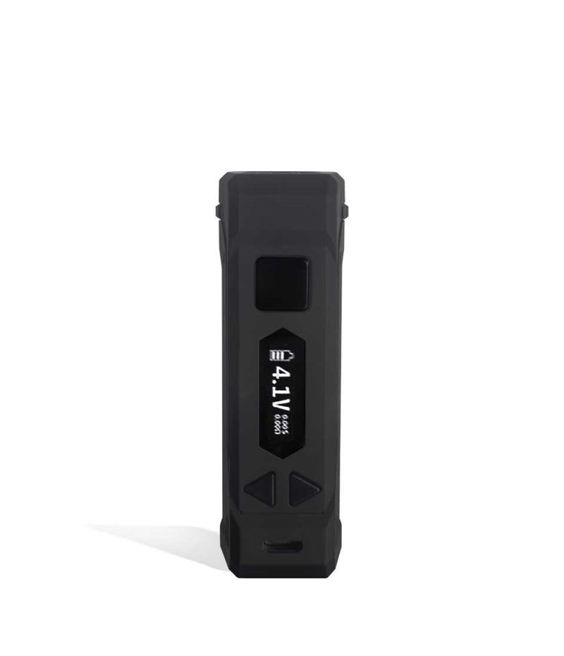 Black face view Yocan UNI Pro Adjustable Cartridge Vaporizer on white studio background
