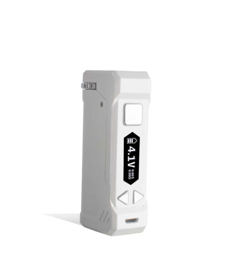White side view Yocan UNI Pro Adjustable Cartridge Vaporizer on white studio background