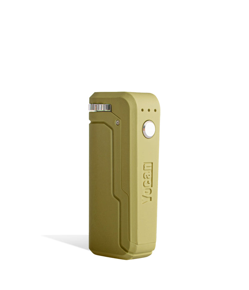 Matte Gold side view Yocan UNI Adjustable Cartridge Vaporizer on white studio background