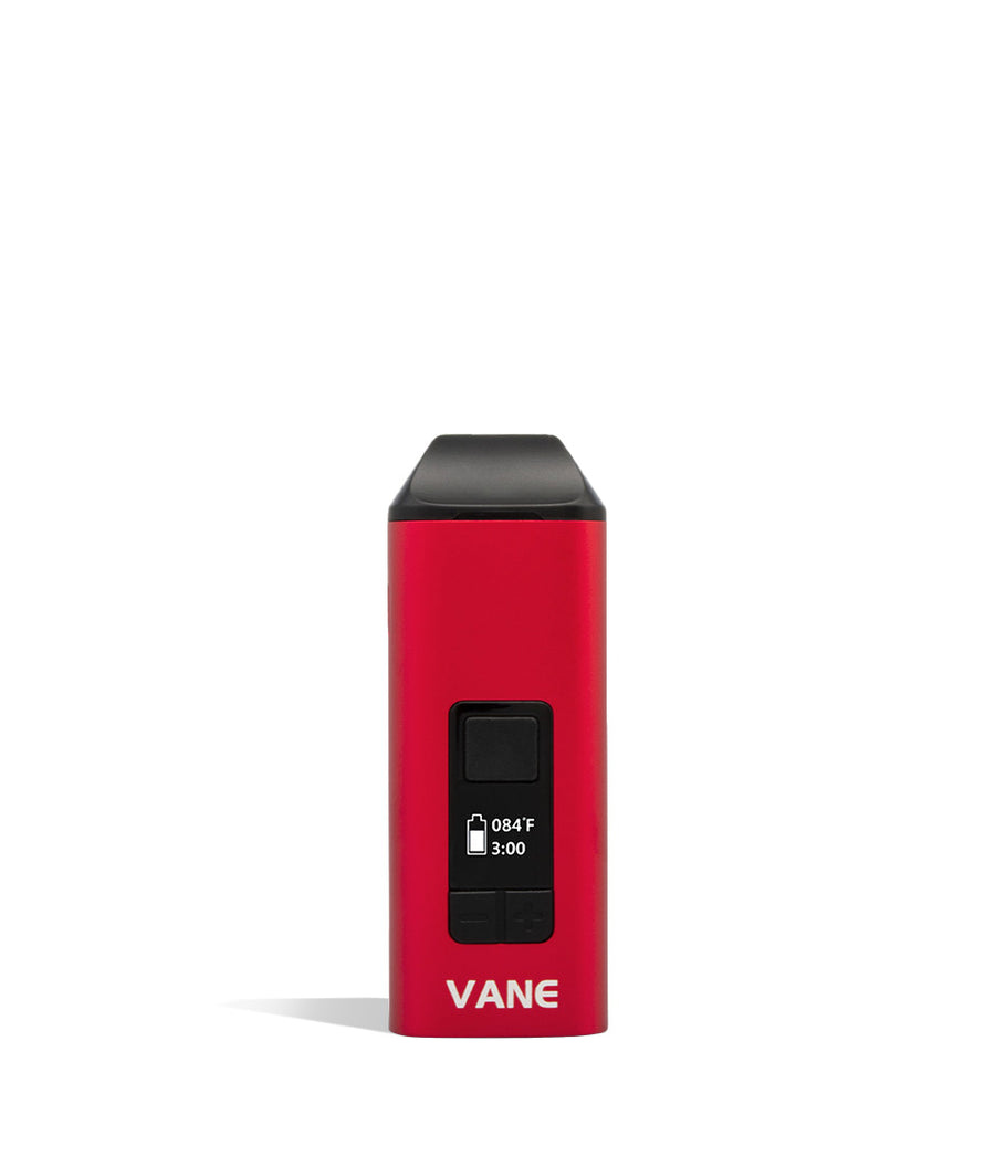 Red front Yocan Vane Dry Herb Vaporizer on white studio background