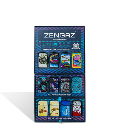 ZL-12 front Zengaz Lighter POP Display 48pk on white studio background
