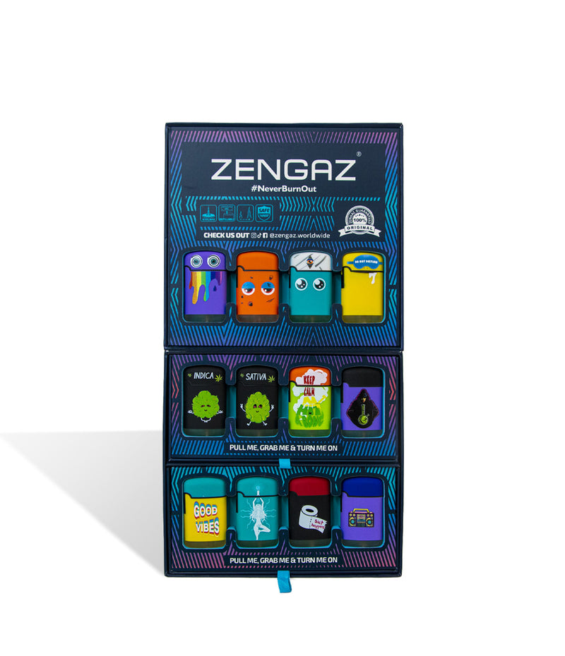 ZL-3 Front Zengaz Lighter POP Display 48pk on white studio background
