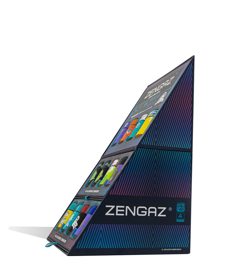 ZL-3 Side view Zengaz Lighter POP Display 48pk on white studio background