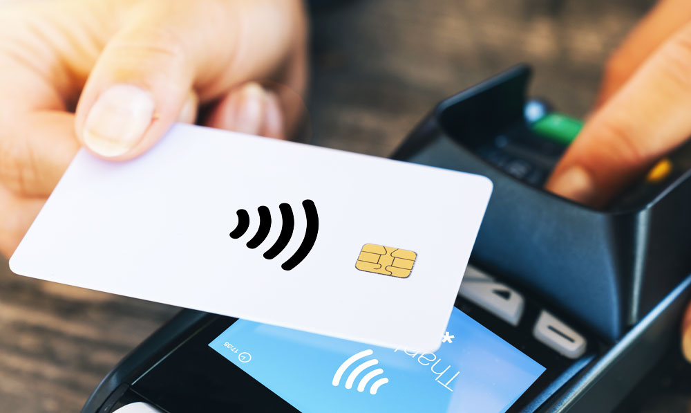Contactless card payment and EMV reader on table