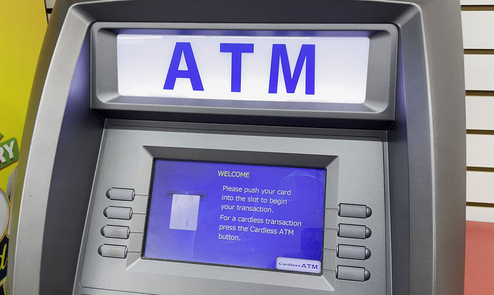 front view of an ATM machine inside store