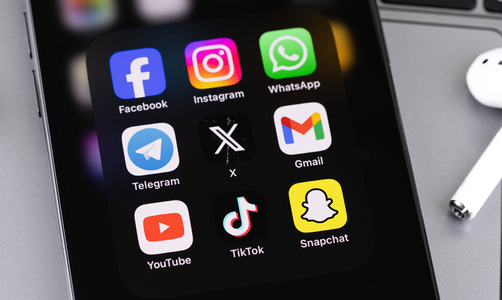 Social media apps displayed on smartphone