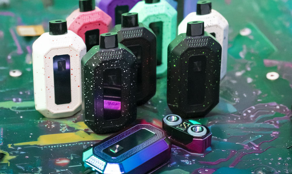 Wulf Recon 4G collection standing on paint-splatter themed surface display