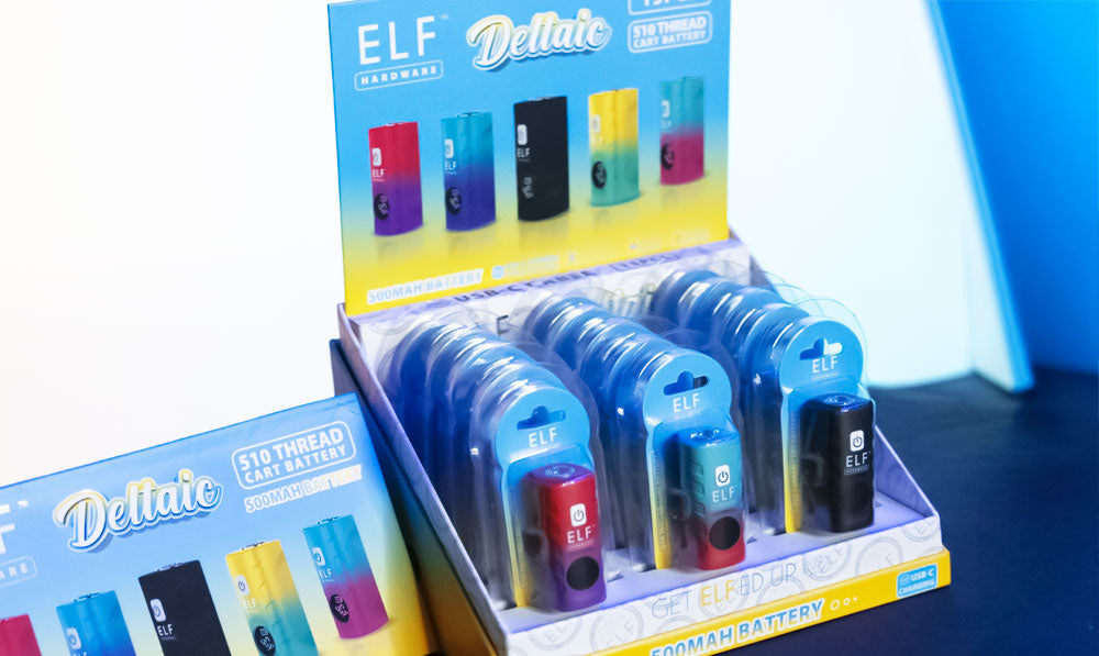 Elf Hardware Deltaic resting on dark surface with bright lighting