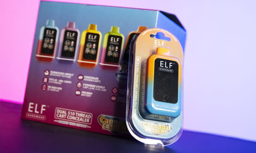Elf CannDual Extreme with packaging nearby