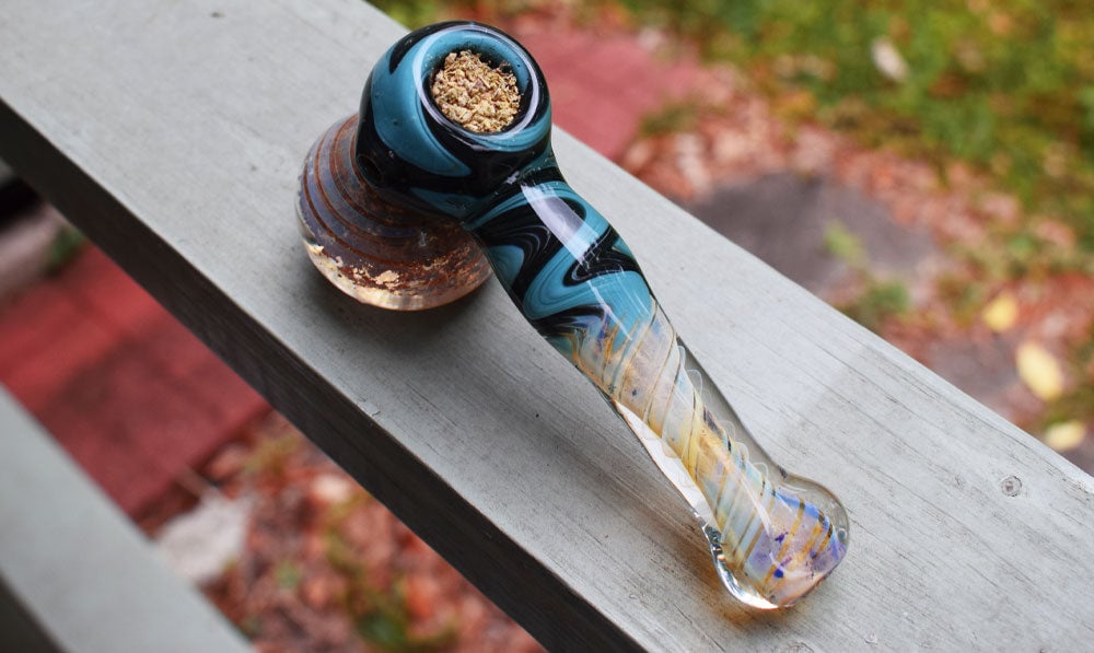 Fully packed bubbler resting on a porch