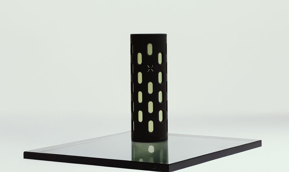 PAX Flow inside grip sleeve on glass display platform