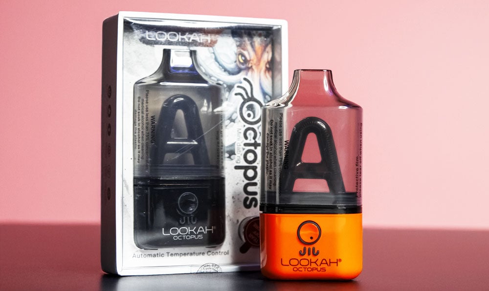 Lookah Octopus with packaging on dark surface