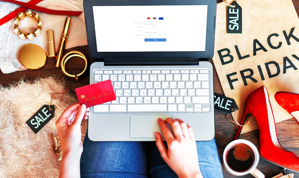 Woman Black Friday Shopping Online