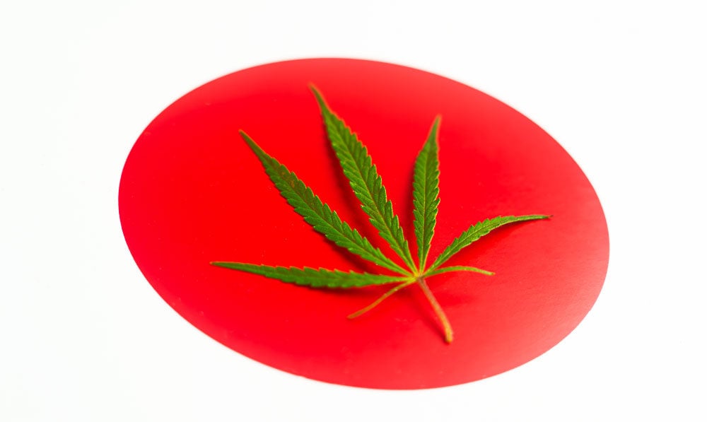 Thc Leaf Lying In Red Circle