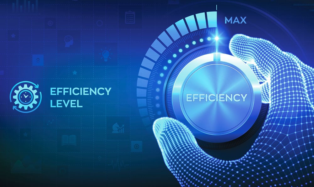 Efficiency Graphic With Blue Hand And Dial