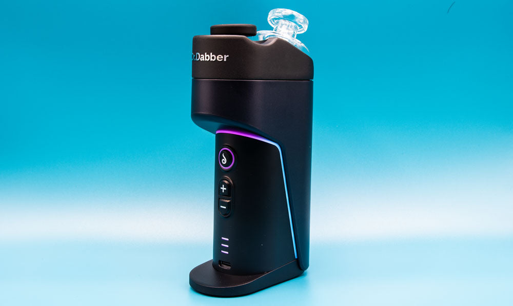 dr dabber vaporizer on blue background