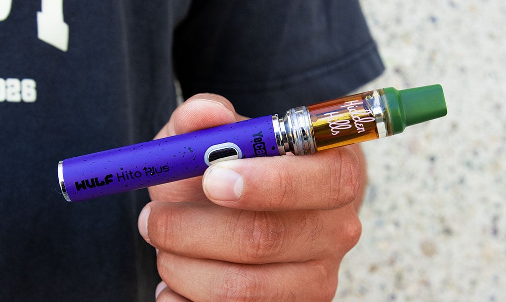 Wulf mods hito plus purple black spatter lifestyle image