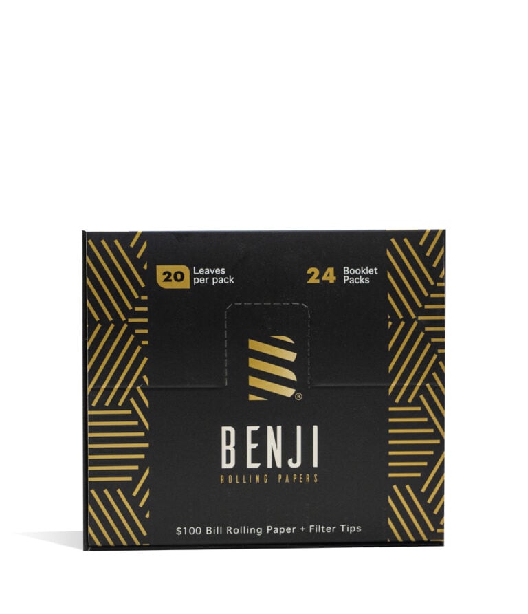 Benji OG Rolling Papers and Filter Tips 24pk Display box on white studio background