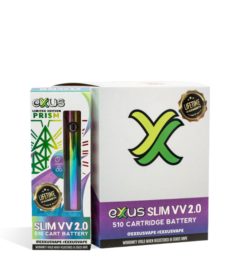 Prism Exxus Vape Slim VV 2.0 510 Thread Battery 12pk on white background