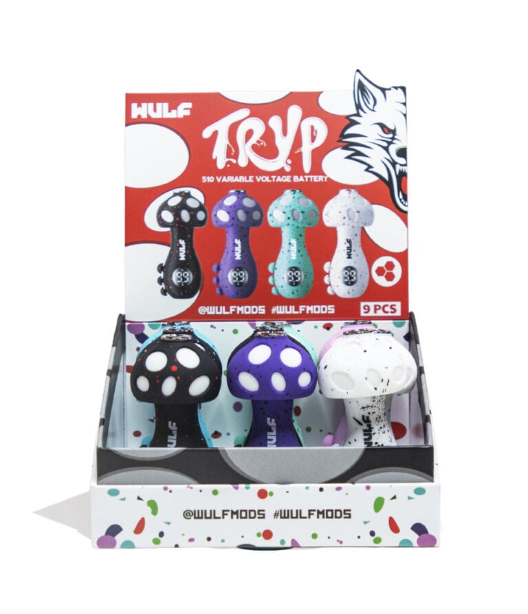 Wulf Mods TRYP Mushroom Shaped Variable Voltage Battery 9pk Front View on White Background