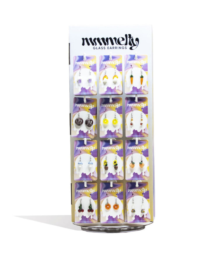 Mmmelty 72pc Earring Display Front View on White Background