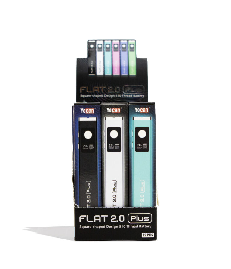 Yocan Flat Plus 2.0 Variable Voltage Battery 12pk Front View on White Background
