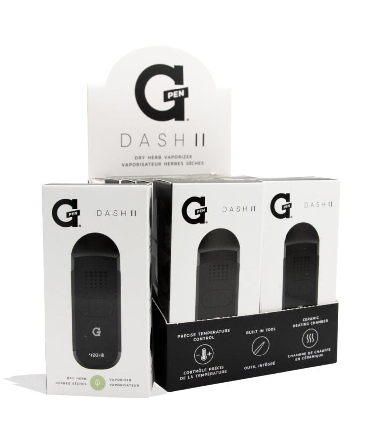 G Pen Dash 2 Dry Herb Vaporizer 10pk front view with single pack on white background